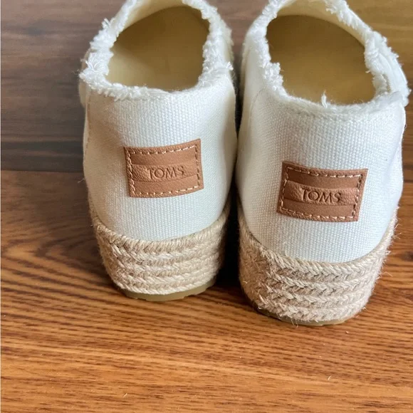 Toms White Espadrille Platform Slip-Ons with Jute Sole - Picture 5 of 8